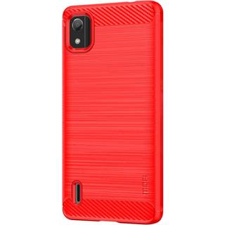 Nokia C2 2nd Edition Mofi Brushed Carbon Fiber Fleksibelt Plastik Bagside Cover - Rød
