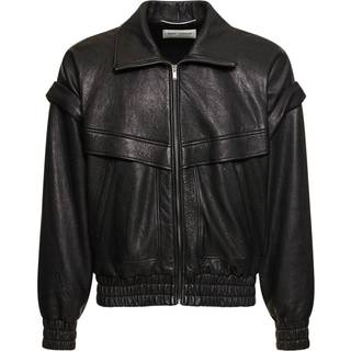 Saint Laurent Distressed leather bomber jacket - black - EU 52