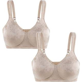 Bh'er til kvinder ultra blød trådfri komfortabel bh fuld dækning plus størrelse minimizer ikke polstret 2 pakke beige 44b