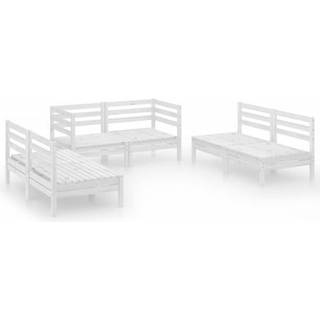 Loungesæt Til Haven 6 Dele Massivt Fyrretræ - Hvid