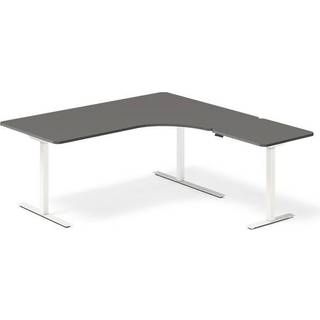 Office hæve-sænkebord 180x180cm i antracit med hvidt stel højrevendt