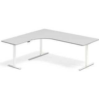 Office hæve-sænkebord 200x180cm i lys grå med hvidt stel venstrevendt