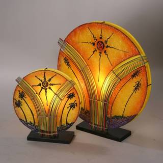 Woru Bordlampe NAOMI, Gul/orange, Stue/spisestue, Træ, Design