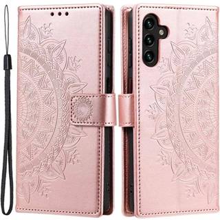 Samsung Galaxy A54 5G Mandala Series Etui med Pung - Rødguld