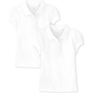 B?rnene placerer piger kort?rmet ruffle pique polo shirt hvid 5 pakke x-small os