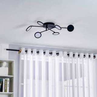 Lindby LED-loftlampe Manel, sort, jern, 79 cm lang