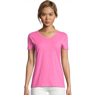 Hanes Womens X-Temp V-hals tee Neon Pink Heather Large