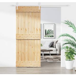 skydedør med monteringssæt 85x210 cm massivt fyrretræ