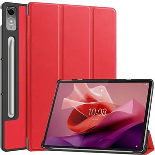 Lenovo Tab P12 Magnetisk Tri-Fold Læder Flip Cover m. Pencil Holder - Rød