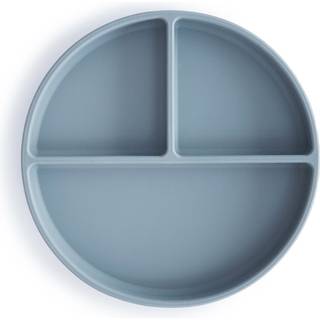 Mushie Silikone Tallerken Rumdelt Powder Blue - 1 stk.