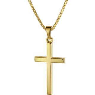trendor 75412 Kreuz 26 mm Gelbgold 333 / 8 Karat mit vergoldeter Halskette