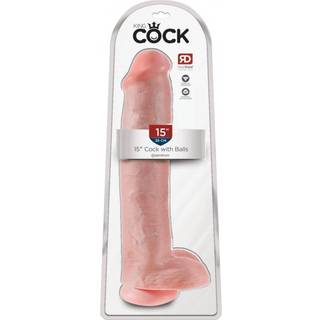 King Cock 15 - sugekop, med testikler dildo (38 cm) - natur