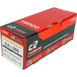 Timco C2 Clamp-Fix Flerformål Premium Sænket-hoved Gyldne træskruer 6,0 x 200 mm (100 stk. pr. æske)