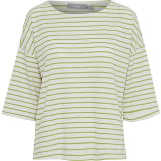Stribet T-shirt, Dark Citron Mix, S