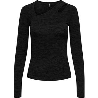 Roma Cut-out Bluse, Black/Black Glitter, M