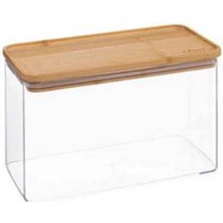 Madopbevaring med bambuslåg - Transparent - 20,1cm x 10,1cm x 13,8cm - Adeline