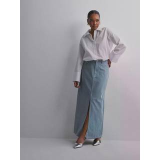 Only - Blå - Onlmerle Hw Lon Slit Stripe Skirt C - X-Small