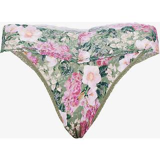 Hanky Panky Printed Original Rise Thong - Green w Flower - One Size