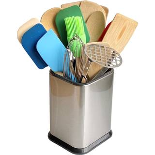 Evelots rustfrit stål køkkenredskab indehaver til bordplade 6,75 tommer høj madlavningsredskab crock kan opbevare op til 15 store redskaber store