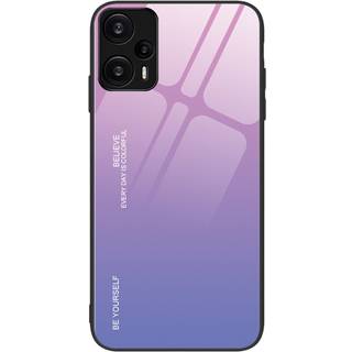 Xiaomi Poco F5 Glas Bagside Cover - Lyserød / Lilla