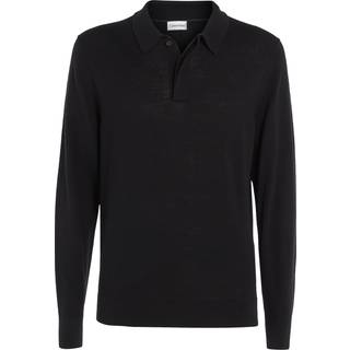 Merino Polo Pullover, Sort, M