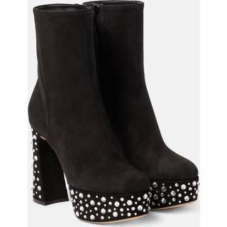 Gianvito Rossi Crystal Holly suede platform ankle boots - black - EU 41.5