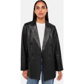 Whistles Aliza Waisted Læder Sort BlazerEU 38 (UK 10)