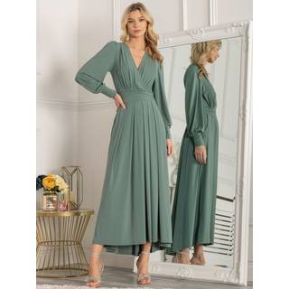 Jolie Moi Jolie Moi Green Rashelle Jersey Long Sleeve Maxi Dress