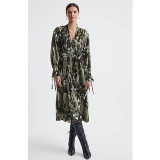 Reiss Lottie Blomster Tryk Slips Neck Midi KjoleEU 38 (UK 10)
