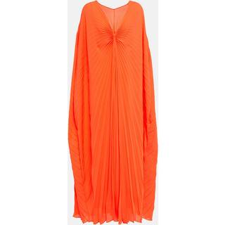 Valentino Pleated silk midi dress - orange - XXS