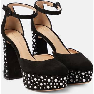 Gianvito Rossi Crystal Holly D'Orsay suede platform pumps - black - EU 40.5