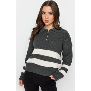 PixieGirl Petite PixieGirl Petite Grey Zip Collar Jumper