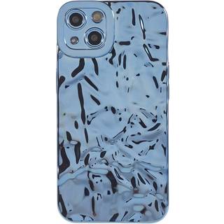 iPhone 13 Skinnende Fleksibel Plastik Bagside Cover - Bølget Design - Blå