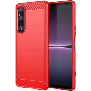 Sony Xperia 1 V Brushed Carbon Bagside Cover - Rød