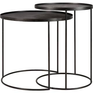 Ethnicraft Round Bakkeborde Rund Sæt S/l e - Sidebord & Aflastningsbord Metal Sort - 20721
