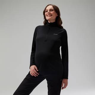 Women's 24/7 Half Zip Maternity Long Sleeve Tech Tee Black