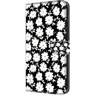 Xiaomi 13T / 13T Pro Læder Flip Cover m. Pung & Print - Hvide Blomster