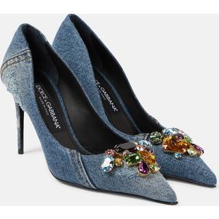 Dolce&Gabbana Crystal-embellished denim pumps - blue - EU 37