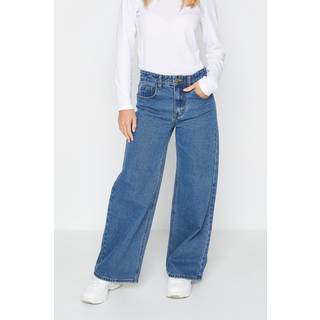 PixieGirl Petite PixieGirl Petite Blue 100% Cotton Mid Blue Wide Leg Jeans