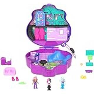 Polly Pocket Monster High Playset med 3 Micro Dolls & 10 Tilbehør åbnes til High School Collectionbicle Travel Legetøj med opbevaring