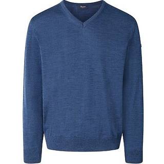 Maerz Herren V-Pullover blau unifarben