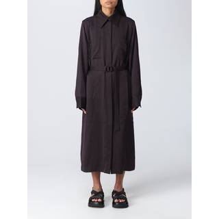Jil Sander Belted satin midi dress - black - S