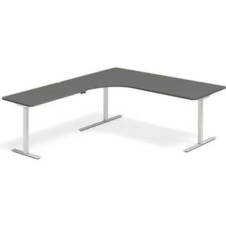 Office hæve-sænkebord 200x220cm i antracit med alugråt stel venstrevendt