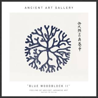 Plakat - Blue Woodblock Ii - Ancient Art Plakat - Str:50 x 50 Cm - Incado
