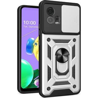 Motorola Moto G72 Håndværker Bagside Cover m. Magnetisk Kickstand & Cam Slider - Sølv
