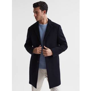 Reiss Reiss Navy Gable Wool Blend Single Breasted Epsom Overcoat