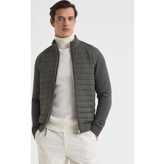 Reiss Reiss Sage Freddie Hybrid Quilt and Interlock Jersey Zip-Through Jacket