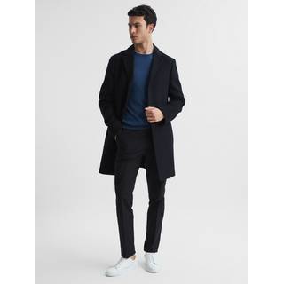 Reiss Reiss Black Gable Wool Blend Single Breasted Epsom Overcoat