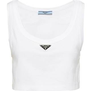Prada Logo cotton jersey crop top - white - XL