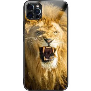 iPhone 14 Pro Plastik Cover m. Glasbagside - Løve